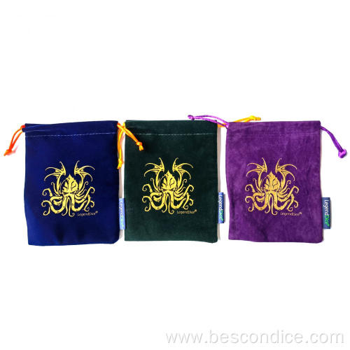 Golden Printing Satin Dice Storage Pouch with Label